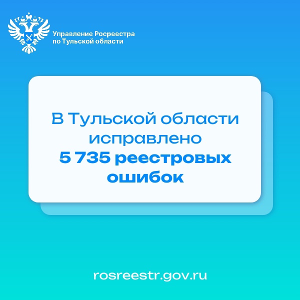 В Тульской области исправлено 5 735 реестровых ошибок.